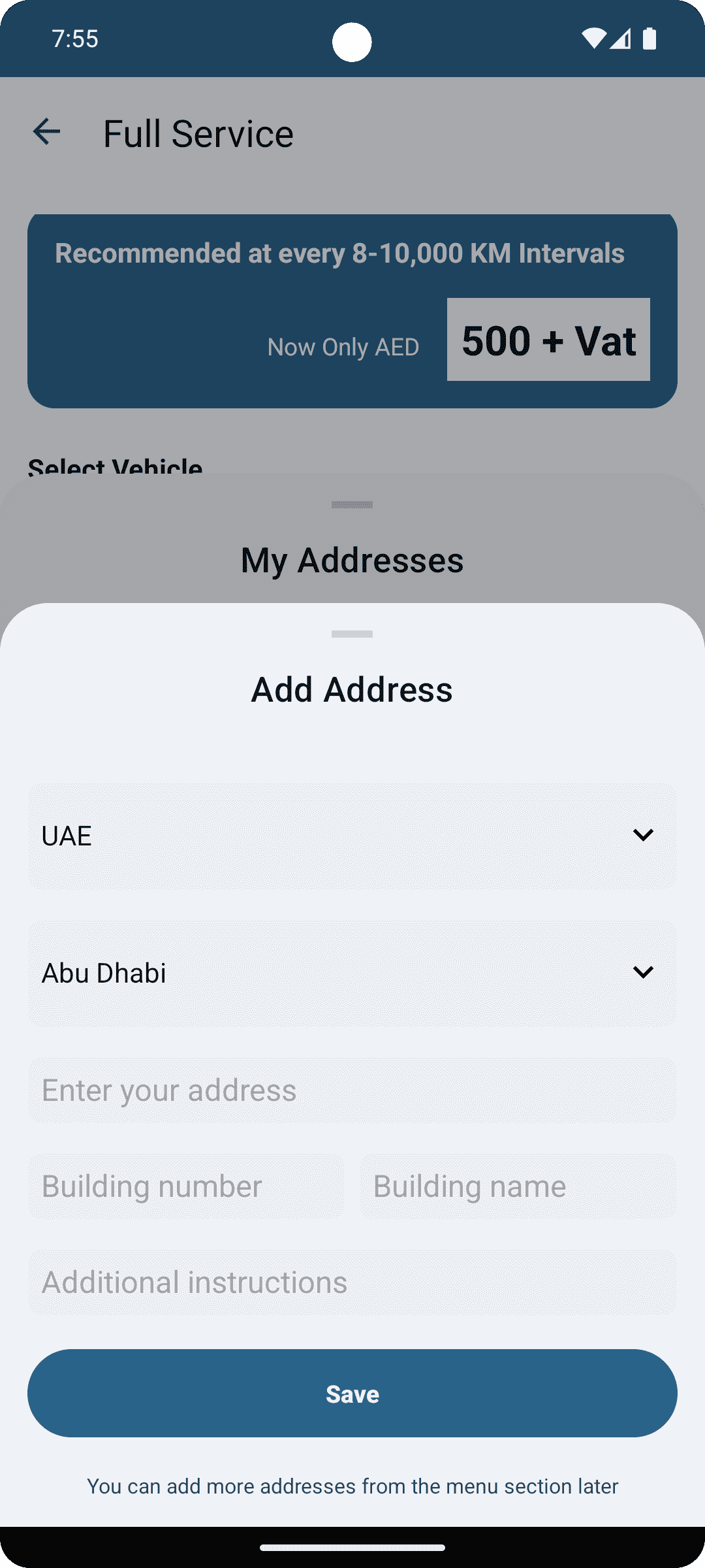 On the Go Add Address Screenshot