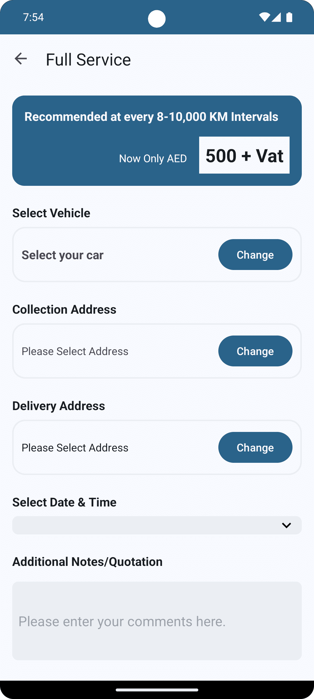 On the Go Services Screenshot